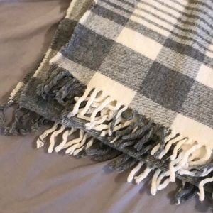 Blue/Off White Wool Plaid throw blanket